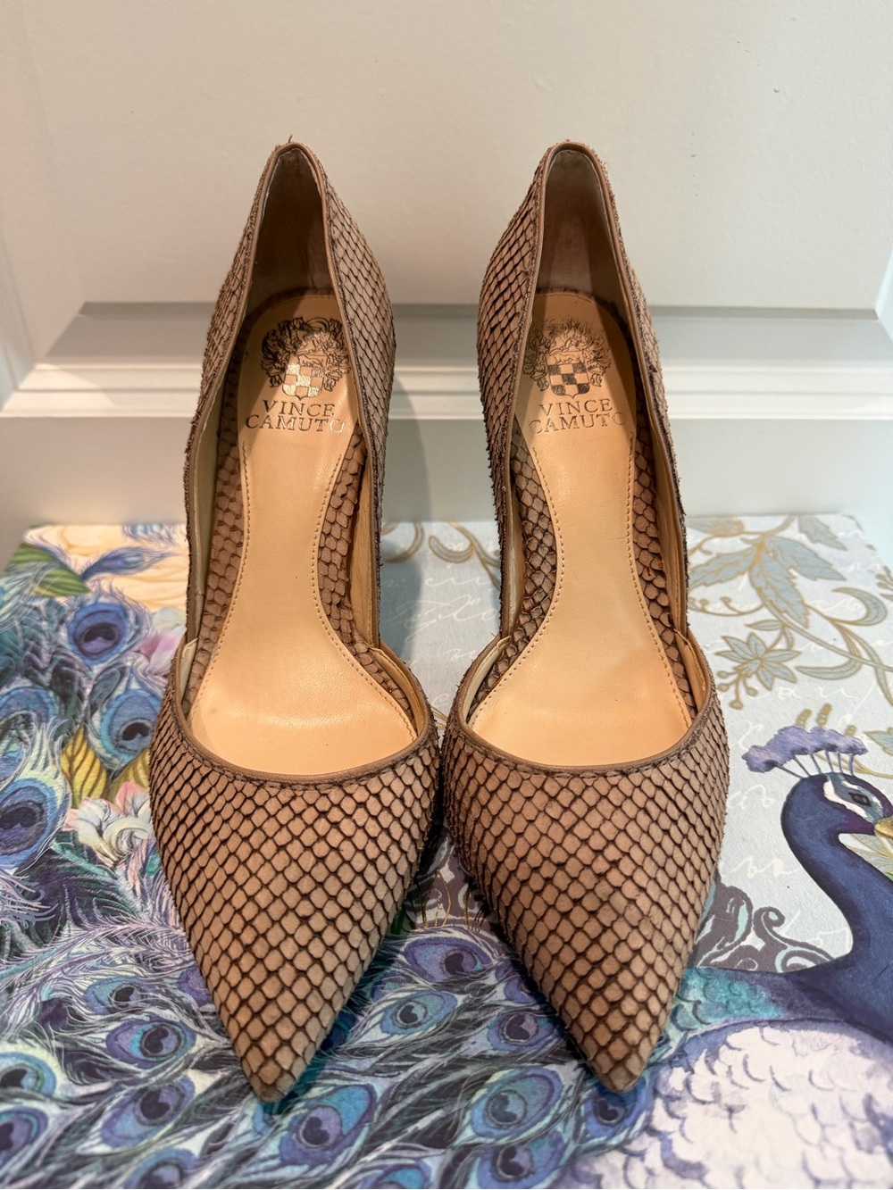 Vince Camuto Snake Embossed D’Orsay Pointed Toe Stiletto Heels 7.5